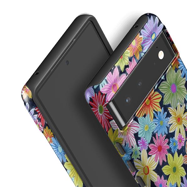 Google phone case-Daisy Garden By Sarah Campbell-Product Details Raised bevel to protect screen from scratches. Impact resistant polycarbonate shell and shock absorbing inner TPU liner. Secure fit with design wrapping around side of the case and full access to ports. Compatible with Qi-standard wireless charging. Thickness 1/8 inch (3mm), weight 30g. Compatibility See drop down menu for options, please select the right case as we print to order.-Stringberry