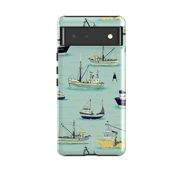 Google Tough Case -  Fishing Boats Blue By Katherine Quinn