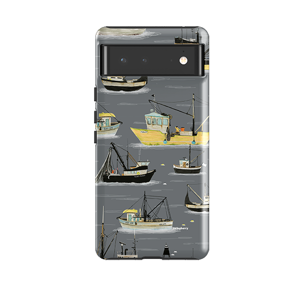 Google Tough Case -  Fishing Boats Grey By Katherine Quinn