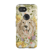 Google phone case-Floral Dog-Product Details Raised bevel to protect screen from scratches. Impact resistant polycarbonate shell and shock absorbing inner TPU liner. Secure fit with design wrapping around side of the case and full access to ports. Compatible with Qi-standard wireless charging. Thickness 1/8 inch (3mm), weight 30g. Compatibility See drop down menu for options, please select the right case as we print to order.-Stringberry