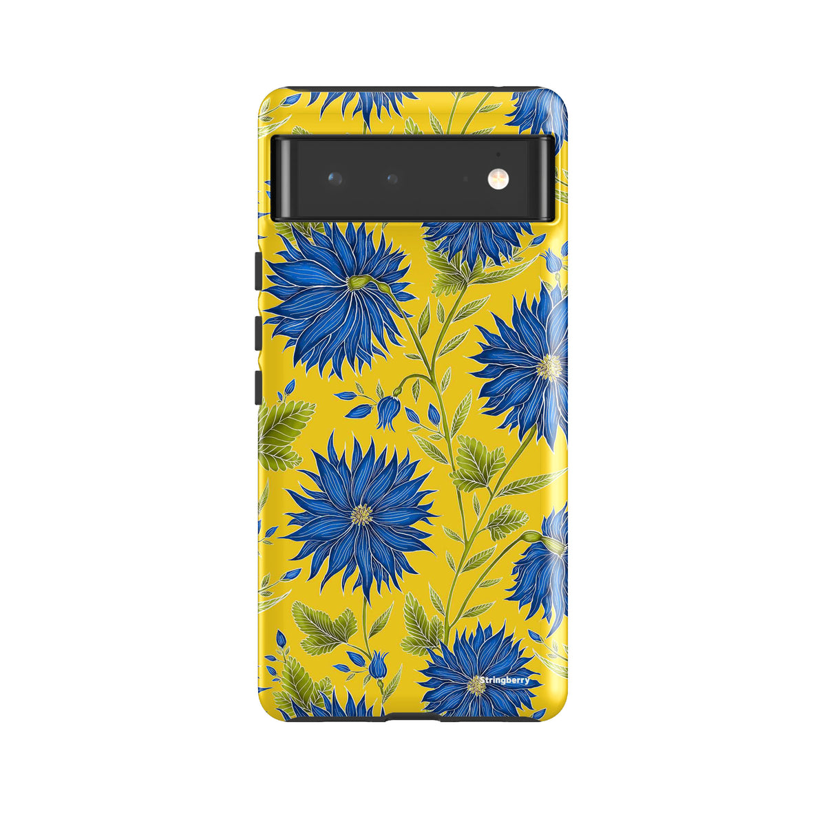 Google Tough Case -  Google Pixel Case Blue Flowers Yellow By Catherine Rowe