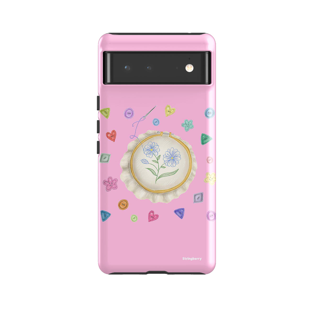 Google Tough Case -  Google Pixel Case Flower Buttons Needlework By Catherine Rowe