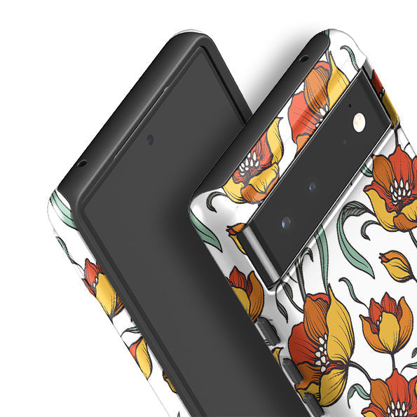 Google phone case-Happy Floral-Product Details Raised bevel to protect screen from scratches. Impact resistant polycarbonate shell and shock absorbing inner TPU liner. Secure fit with design wrapping around side of the case and full access to ports. Compatible with Qi-standard wireless charging. Thickness 1/8 inch (3mm), weight 30g. Compatibility See drop down menu for options, please select the right case as we print to order.-Stringberry