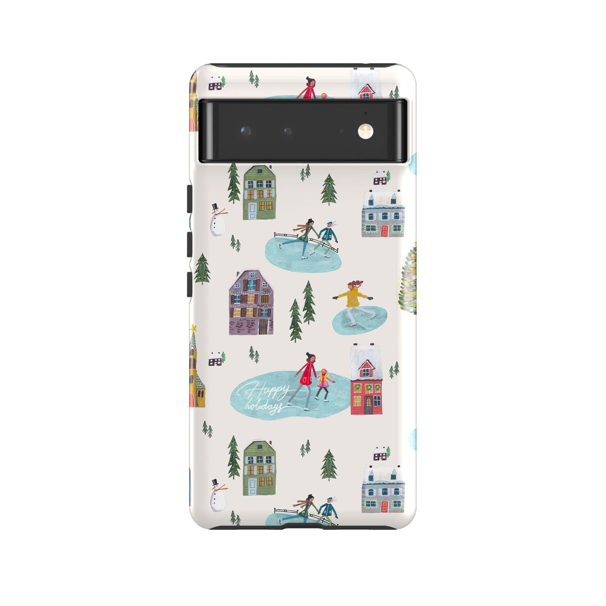 Google phone case-Happy Holidays By Caroline Bonne Muller-Product Details Raised bevel to protect screen from scratches. Impact resistant polycarbonate shell and shock absorbing inner TPU liner. Secure fit with design wrapping around side of the case and full access to ports. Compatible with Qi-standard wireless charging. Thickness 1/8 inch (3mm), weight 30g. Compatibility See drop down menu for options, please select the right case as we print to order.-Stringberry