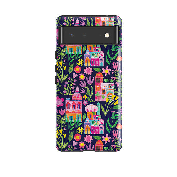 Google phone case-Indian Summer Dark By Tracey English-Product Details Raised bevel to protect screen from scratches. Impact resistant polycarbonate shell and shock absorbing inner TPU liner. Secure fit with design wrapping around side of the case and full access to ports. Compatible with Qi-standard wireless charging. Thickness 1/8 inch (3mm), weight 30g. Compatibility See drop down menu for options, please select the right case as we print to order.-Stringberry