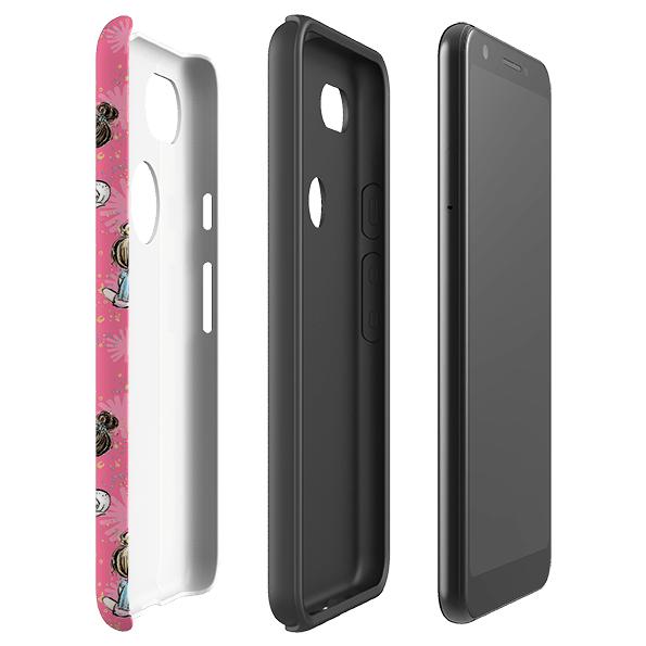 Google phone case-Just Me-Product Details Raised bevel to protect screen from scratches. Impact resistant polycarbonate shell and shock absorbing inner TPU liner. Secure fit with design wrapping around side of the case and full access to ports. Compatible with Qi-standard wireless charging. Thickness 1/8 inch (3mm), weight 30g. Compatibility See drop down menu for options, please select the right case as we print to order.-Stringberry