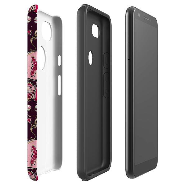 Google phone case-Kisses-Product Details Raised bevel to protect screen from scratches. Impact resistant polycarbonate shell and shock absorbing inner TPU liner. Secure fit with design wrapping around side of the case and full access to ports. Compatible with Qi-standard wireless charging. Thickness 1/8 inch (3mm), weight 30g. Compatibility See drop down menu for options, please select the right case as we print to order.-Stringberry