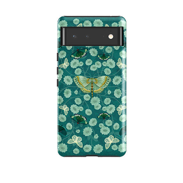 Google phone case-Medium Moth 2 By Katherine Quinn-Product Details Raised bevel to protect screen from scratches. Impact resistant polycarbonate shell and shock absorbing inner TPU liner. Secure fit with design wrapping around side of the case and full access to ports. Compatible with Qi-standard wireless charging. Thickness 1/8 inch (3mm), weight 30g. Compatibility See drop down menu for options, please select the right case as we print to order.-Stringberry
