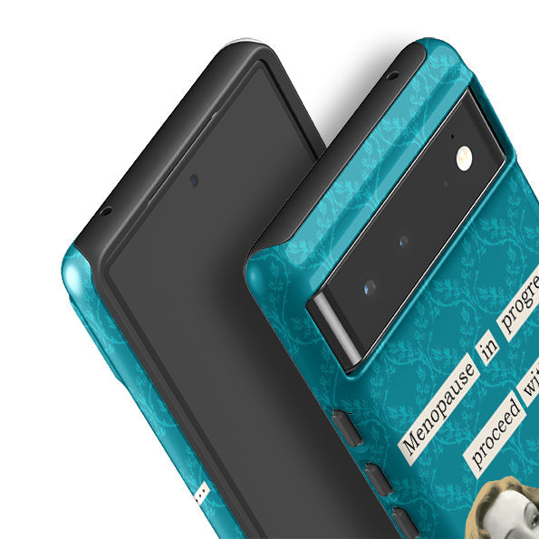 Google phone case-Menopause In Progress By Clare Jordan-Product Details Raised bevel to protect screen from scratches. Impact resistant polycarbonate shell and shock absorbing inner TPU liner. Secure fit with design wrapping around side of the case and full access to ports. Compatible with Qi-standard wireless charging. Thickness 1/8 inch (3mm), weight 30g. Compatibility See drop down menu for options, please select the right case as we print to order.-Stringberry