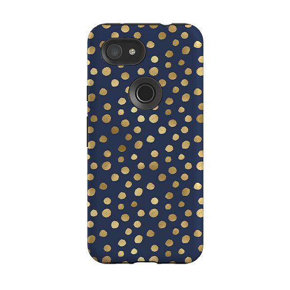 Google phone case-Navy Polka-Product Details Raised bevel to protect screen from scratches. Impact resistant polycarbonate shell and shock absorbing inner TPU liner. Secure fit with design wrapping around side of the case and full access to ports. Compatible with Qi-standard wireless charging. Thickness 1/8 inch (3mm), weight 30g. Compatibility See drop down menu for options, please select the right case as we print to order.-Stringberry