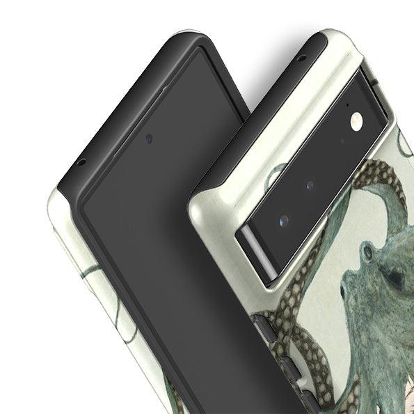Google phone case-Octopus Girl By Katherine Quinn-Product Details Raised bevel to protect screen from scratches. Impact resistant polycarbonate shell and shock absorbing inner TPU liner. Secure fit with design wrapping around side of the case and full access to ports. Compatible with Qi-standard wireless charging. Thickness 1/8 inch (3mm), weight 30g. Compatibility See drop down menu for options, please select the right case as we print to order.-Stringberry