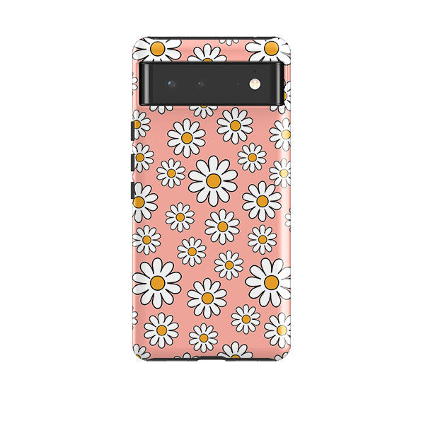 Google phone case-Pale Daises-Product Details Raised bevel to protect screen from scratches. Impact resistant polycarbonate shell and shock absorbing inner TPU liner. Secure fit with design wrapping around side of the case and full access to ports. Compatible with Qi-standard wireless charging. Thickness 1/8 inch (3mm), weight 30g. Compatibility See drop down menu for options, please select the right case as we print to order.-Stringberry