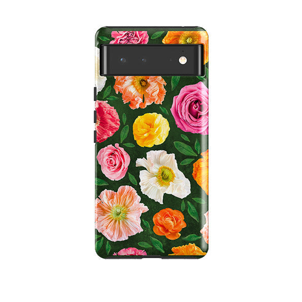 Google phone case-Poppy Love Dark-Product Details Raised bevel to protect screen from scratches. Impact resistant polycarbonate shell and shock absorbing inner TPU liner. Secure fit with design wrapping around side of the case and full access to ports. Compatible with Qi-standard wireless charging. Thickness 1/8 inch (3mm), weight 30g. Compatibility See drop down menu for options, please select the right case as we print to order.-Stringberry