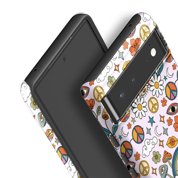 Google phone case-Rainbow Days-Product Details Raised bevel to protect screen from scratches. Impact resistant polycarbonate shell and shock absorbing inner TPU liner. Secure fit with design wrapping around side of the case and full access to ports. Compatible with Qi-standard wireless charging. Thickness 1/8 inch (3mm), weight 30g. Compatibility See drop down menu for options, please select the right case as we print to order.-Stringberry