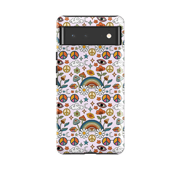 Google phone case-Rainbow Days-Product Details Raised bevel to protect screen from scratches. Impact resistant polycarbonate shell and shock absorbing inner TPU liner. Secure fit with design wrapping around side of the case and full access to ports. Compatible with Qi-standard wireless charging. Thickness 1/8 inch (3mm), weight 30g. Compatibility See drop down menu for options, please select the right case as we print to order.-Stringberry