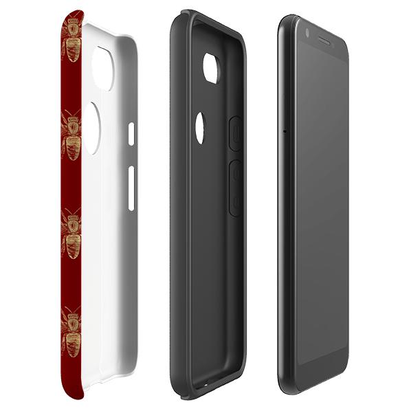 Google phone case-Red Bees-Product Details Raised bevel to protect screen from scratches. Impact resistant polycarbonate shell and shock absorbing inner TPU liner. Secure fit with design wrapping around side of the case and full access to ports. Compatible with Qi-standard wireless charging. Thickness 1/8 inch (3mm), weight 30g. Compatibility See drop down menu for options, please select the right case as we print to order.-Stringberry