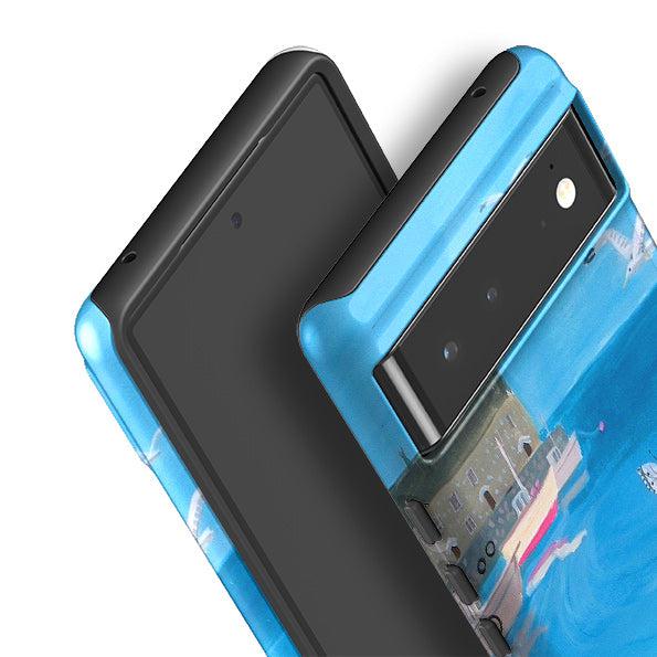 Google phone case-Seaside Dog By Mary Stubberfield-Product Details Raised bevel to protect screen from scratches. Impact resistant polycarbonate shell and shock absorbing inner TPU liner. Secure fit with design wrapping around side of the case and full access to ports. Compatible with Qi-standard wireless charging. Thickness 1/8 inch (3mm), weight 30g. Compatibility See drop down menu for options, please select the right case as we print to order.-Stringberry