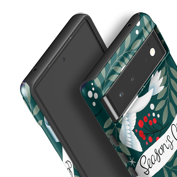 Google phone case-Seasons Greetings By Bex Parkin-Product Details Raised bevel to protect screen from scratches. Impact resistant polycarbonate shell and shock absorbing inner TPU liner. Secure fit with design wrapping around side of the case and full access to ports. Compatible with Qi-standard wireless charging. Thickness 1/8 inch (3mm), weight 30g. Compatibility See drop down menu for options, please select the right case as we print to order.-Stringberry