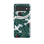 Google phone case-Seasons Greetings By Bex Parkin-Product Details Raised bevel to protect screen from scratches. Impact resistant polycarbonate shell and shock absorbing inner TPU liner. Secure fit with design wrapping around side of the case and full access to ports. Compatible with Qi-standard wireless charging. Thickness 1/8 inch (3mm), weight 30g. Compatibility See drop down menu for options, please select the right case as we print to order.-Stringberry
