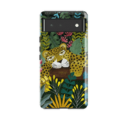 Google phone case-Sleepy Leopard By Bex Parkin-Product Details Raised bevel to protect screen from scratches. Impact resistant polycarbonate shell and shock absorbing inner TPU liner. Secure fit with design wrapping around side of the case and full access to ports. Compatible with Qi-standard wireless charging. Thickness 1/8 inch (3mm), weight 30g. Compatibility See drop down menu for options, please select the right case as we print to order.-Stringberry