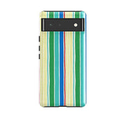 Google phone case-Sunrays Green By Sarah Campbell-Product Details Raised bevel to protect screen from scratches. Impact resistant polycarbonate shell and shock absorbing inner TPU liner. Secure fit with design wrapping around side of the case and full access to ports. Compatible with Qi-standard wireless charging. Thickness 1/8 inch (3mm), weight 30g. Compatibility See drop down menu for options, please select the right case as we print to order.-Stringberry