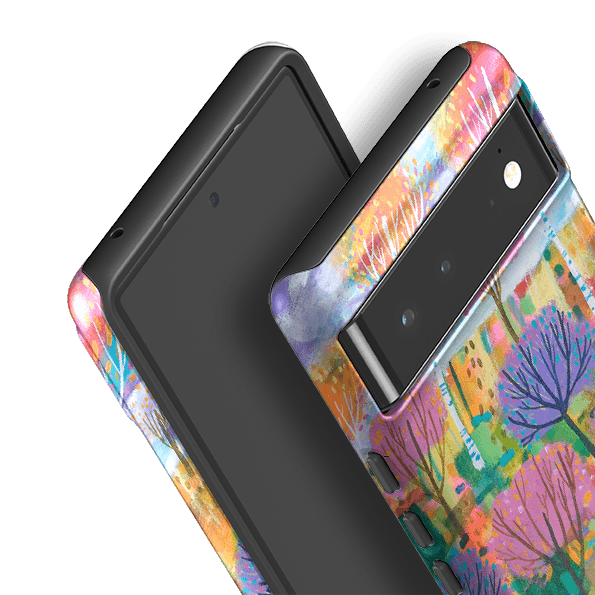Google phone case-Trees By Claire West-Product Details Raised bevel to protect screen from scratches. Impact resistant polycarbonate shell and shock absorbing inner TPU liner. Secure fit with design wrapping around side of the case and full access to ports. Compatible with Qi-standard wireless charging. Thickness 1/8 inch (3mm), weight 30g. Compatibility See drop down menu for options, please select the right case as we print to order.-Stringberry