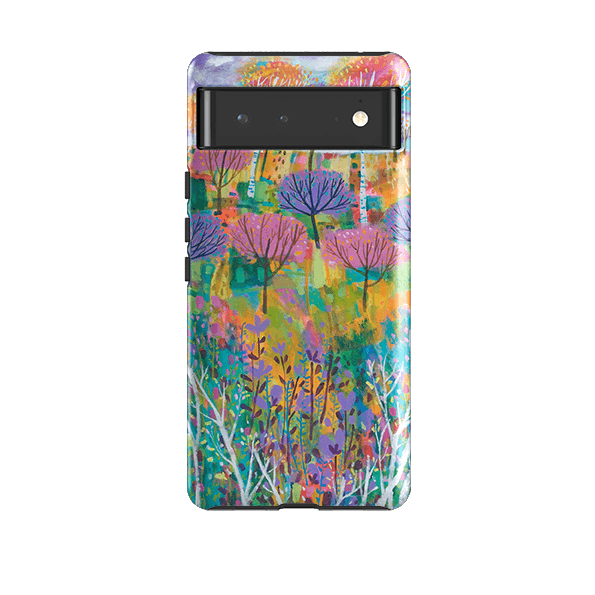 Google phone case-Trees By Claire West-Product Details Raised bevel to protect screen from scratches. Impact resistant polycarbonate shell and shock absorbing inner TPU liner. Secure fit with design wrapping around side of the case and full access to ports. Compatible with Qi-standard wireless charging. Thickness 1/8 inch (3mm), weight 30g. Compatibility See drop down menu for options, please select the right case as we print to order.-Stringberry