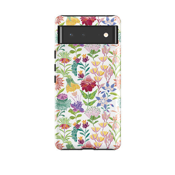 Google phone case-Tropic-2 By Natalie Pedetti Prack-Product Details Raised bevel to protect screen from scratches. Impact resistant polycarbonate shell and shock absorbing inner TPU liner. Secure fit with design wrapping around side of the case and full access to ports. Compatible with Qi-standard wireless charging. Thickness 1/8 inch (3mm), weight 30g. Compatibility See drop down menu for options, please select the right case as we print to order.-Stringberry