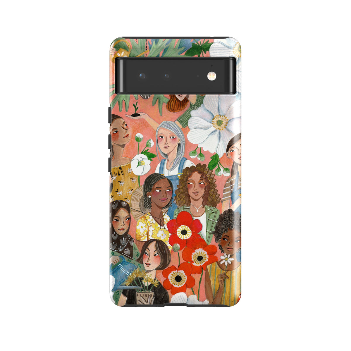 Google phone case-United By Caroline Bonne Muller-Product Details Raised bevel to protect screen from scratches. Impact resistant polycarbonate shell and shock absorbing inner TPU liner. Secure fit with design wrapping around side of the case and full access to ports. Compatible with Qi-standard wireless charging. Thickness 1/8 inch (3mm), weight 30g. Compatibility See drop down menu for options, please select the right case as we print to order.-Stringberry