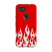 Google phone case-White Flames-Product Details Raised bevel to protect screen from scratches. Impact resistant polycarbonate shell and shock absorbing inner TPU liner. Secure fit with design wrapping around side of the case and full access to ports. Compatible with Qi-standard wireless charging. Thickness 1/8 inch (3mm), weight 30g. Compatibility See drop down menu for options, please select the right case as we print to order.-Stringberry