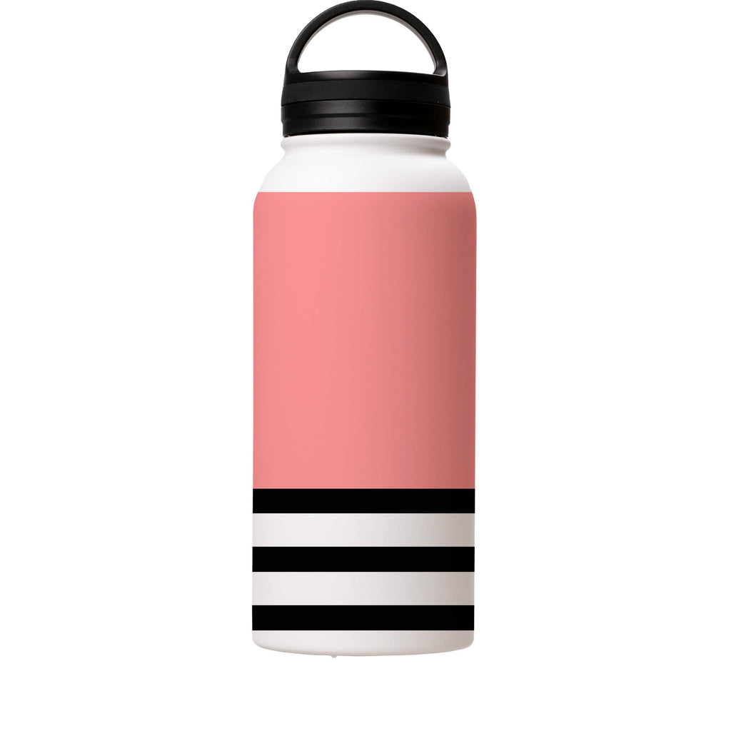 Water Bottles-Grapefruit And Stripes Insulated Stainless Steel Water Bottle-32oz (945ml)-handle cap-Insulated Steel Water Bottle Our insulated stainless steel bottle comes in 3 sizes- Small 12oz (350ml), Medium 18oz (530ml) and Large 32oz (945ml) . It comes with a leak proof cap Keeps water cool for 24 hours Also keeps things warm for up to 12 hours Choice of 3 lids ( Sport Cap, Handle Cap, Flip Cap ) for easy carrying Dishwasher Friendly Lightweight, durable and easy to carry Reusable, so it's 