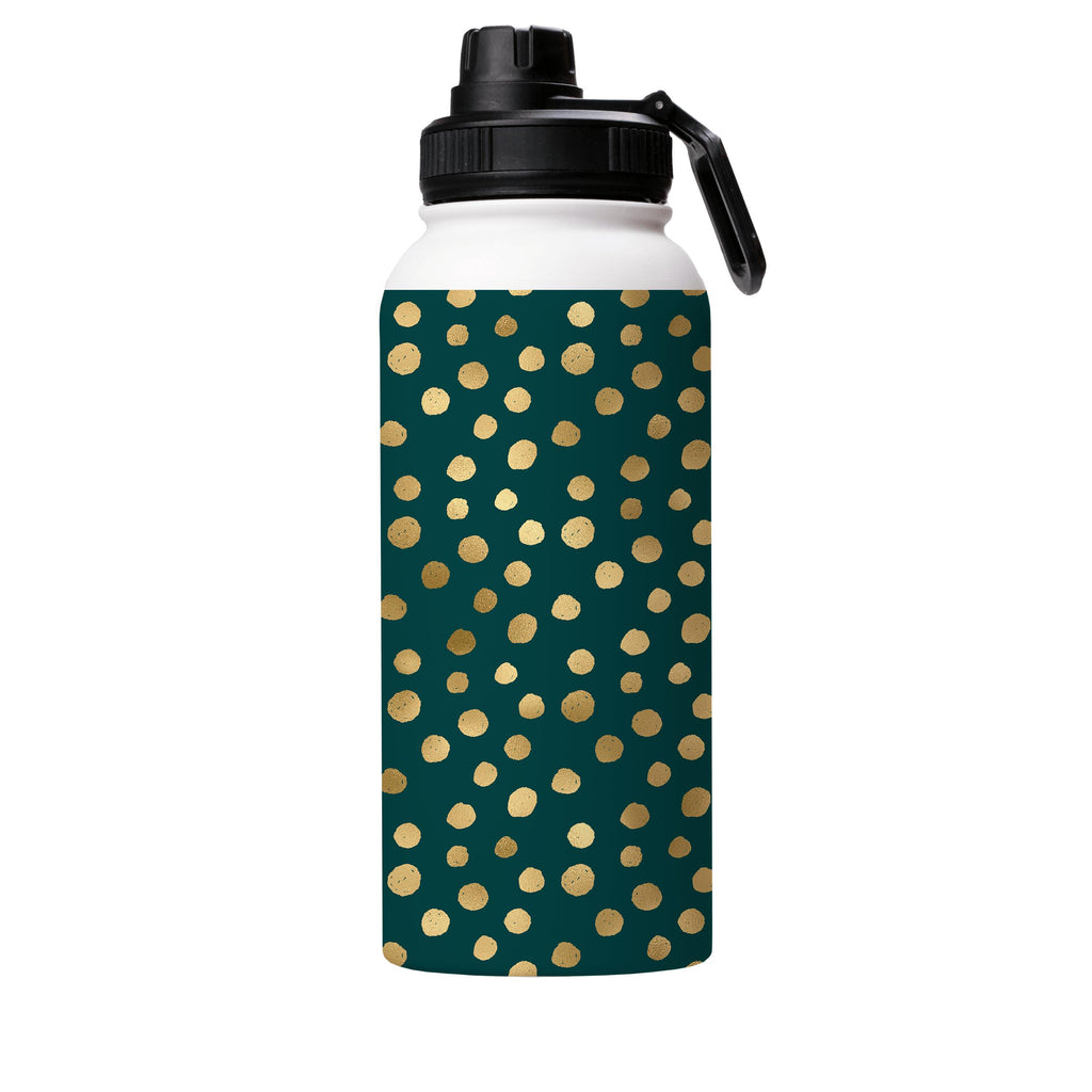 Water Bottles-Green Dots Insulated Stainless Steel Water Bottle-32oz (945ml)-Sport cap-Insulated Steel Water Bottle Our insulated stainless steel bottle comes in 3 sizes- Small 12oz (350ml), Medium 18oz (530ml) and Large 32oz (945ml) . It comes with a leak proof cap Keeps water cool for 24 hours Also keeps things warm for up to 12 hours Choice of 3 lids ( Sport Cap, Handle Cap, Flip Cap ) for easy carrying Dishwasher Friendly Lightweight, durable and easy to carry Reusable, so it's safe for the 