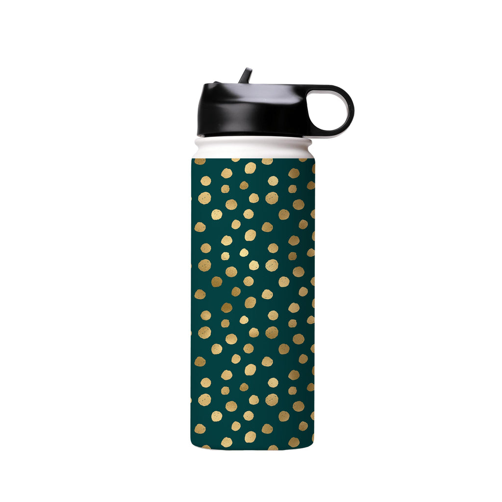 Water Bottles-Green Dots Insulated Stainless Steel Water Bottle-18oz (530ml)-Flip cap-Insulated Steel Water Bottle Our insulated stainless steel bottle comes in 3 sizes- Small 12oz (350ml), Medium 18oz (530ml) and Large 32oz (945ml) . It comes with a leak proof cap Keeps water cool for 24 hours Also keeps things warm for up to 12 hours Choice of 3 lids ( Sport Cap, Handle Cap, Flip Cap ) for easy carrying Dishwasher Friendly Lightweight, durable and easy to carry Reusable, so it's safe for the p
