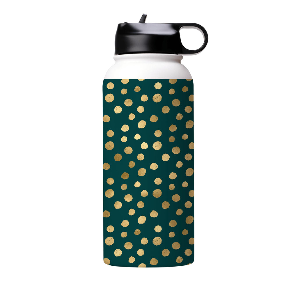 Water Bottles-Green Dots Insulated Stainless Steel Water Bottle-32oz (945ml)-Flip cap-Insulated Steel Water Bottle Our insulated stainless steel bottle comes in 3 sizes- Small 12oz (350ml), Medium 18oz (530ml) and Large 32oz (945ml) . It comes with a leak proof cap Keeps water cool for 24 hours Also keeps things warm for up to 12 hours Choice of 3 lids ( Sport Cap, Handle Cap, Flip Cap ) for easy carrying Dishwasher Friendly Lightweight, durable and easy to carry Reusable, so it's safe for the p