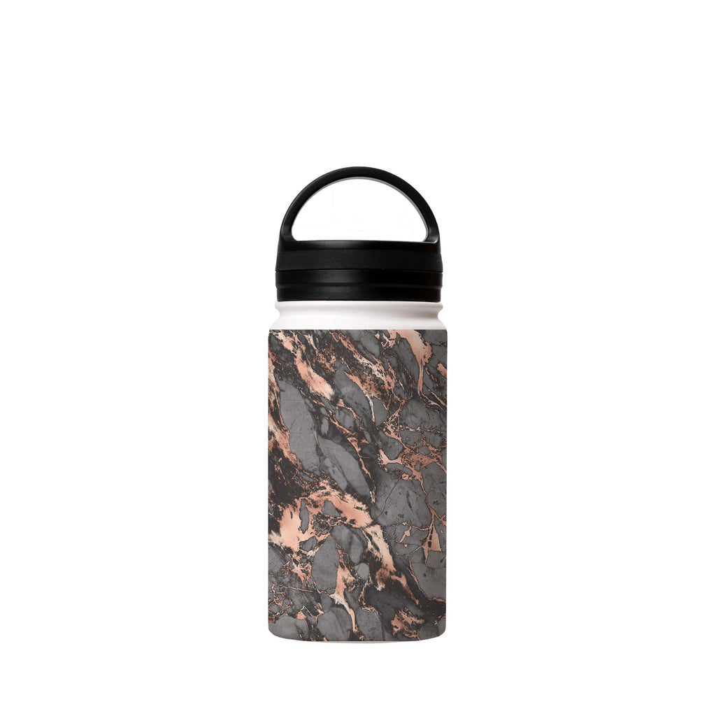 Water Bottles-Grey Marble Insulated Stainless Steel Water Bottle-12oz (350ml)-handle cap-Insulated Steel Water Bottle Our insulated stainless steel bottle comes in 3 sizes- Small 12oz (350ml), Medium 18oz (530ml) and Large 32oz (945ml) . It comes with a leak proof cap Keeps water cool for 24 hours Also keeps things warm for up to 12 hours Choice of 3 lids ( Sport Cap, Handle Cap, Flip Cap ) for easy carrying Dishwasher Friendly Lightweight, durable and easy to carry Reusable, so it's safe for th