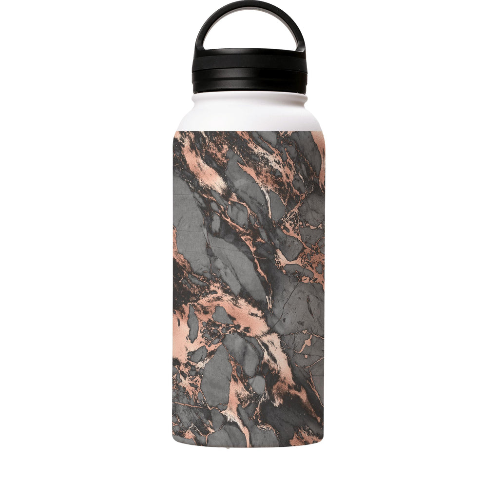 Water Bottles-Grey Marble Insulated Stainless Steel Water Bottle-32oz (945ml)-handle cap-Insulated Steel Water Bottle Our insulated stainless steel bottle comes in 3 sizes- Small 12oz (350ml), Medium 18oz (530ml) and Large 32oz (945ml) . It comes with a leak proof cap Keeps water cool for 24 hours Also keeps things warm for up to 12 hours Choice of 3 lids ( Sport Cap, Handle Cap, Flip Cap ) for easy carrying Dishwasher Friendly Lightweight, durable and easy to carry Reusable, so it's safe for th