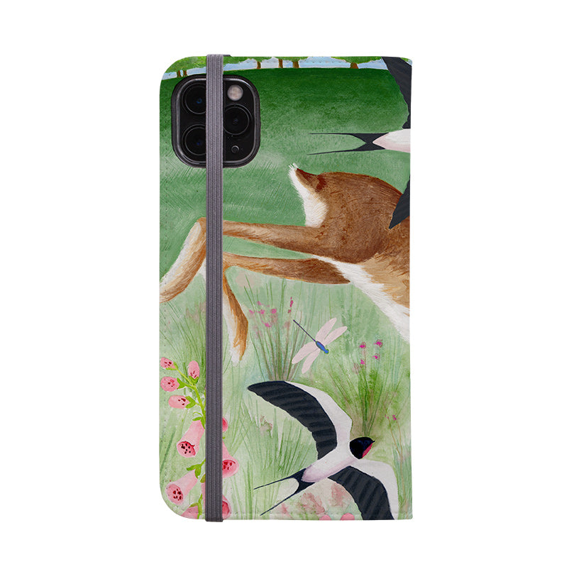 Wallet phone case-Hare And Swallows By Bex Parkin-Vegan Leather Wallet Case Vegan leather. 3 slots for cards Fully printed exterior. Compatibility See drop down menu for options, please select the right case as we print to order.-Stringberry