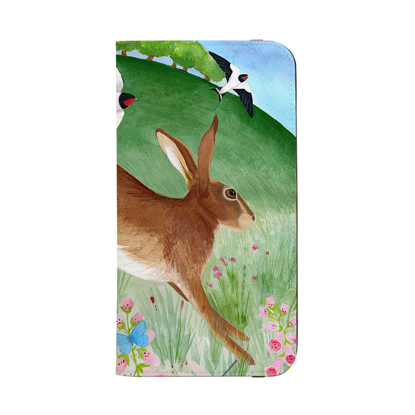 Wallet phone case-Hare And Swallows By Bex Parkin-Vegan Leather Wallet Case Vegan leather. 3 slots for cards Fully printed exterior. Compatibility See drop down menu for options, please select the right case as we print to order.-Stringberry
