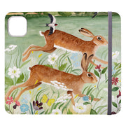 Wallet phone case-Hares By Bex Parkin-Vegan Leather Wallet Case Vegan leather. 3 slots for cards Fully printed exterior. Compatibility See drop down menu for options, please select the right case as we print to order.-Stringberry