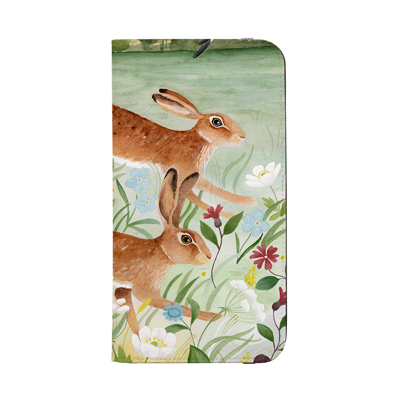 Wallet phone case-Hares By Bex Parkin-Vegan Leather Wallet Case Vegan leather. 3 slots for cards Fully printed exterior. Compatibility See drop down menu for options, please select the right case as we print to order.-Stringberry