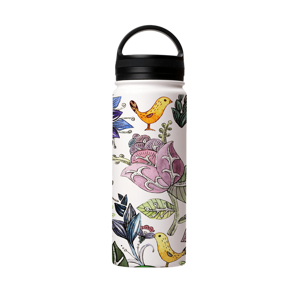 Water Bottles-Hidcote Insulated Stainless Steel Water Bottle-18oz (530ml)-handle cap-Insulated Steel Water Bottle Our insulated stainless steel bottle comes in 3 sizes- Small 12oz (350ml), Medium 18oz (530ml) and Large 32oz (945ml) . It comes with a leak proof cap Keeps water cool for 24 hours Also keeps things warm for up to 12 hours Choice of 3 lids ( Sport Cap, Handle Cap, Flip Cap ) for easy carrying Dishwasher Friendly Lightweight, durable and easy to carry Reusable, so it's safe for the pl