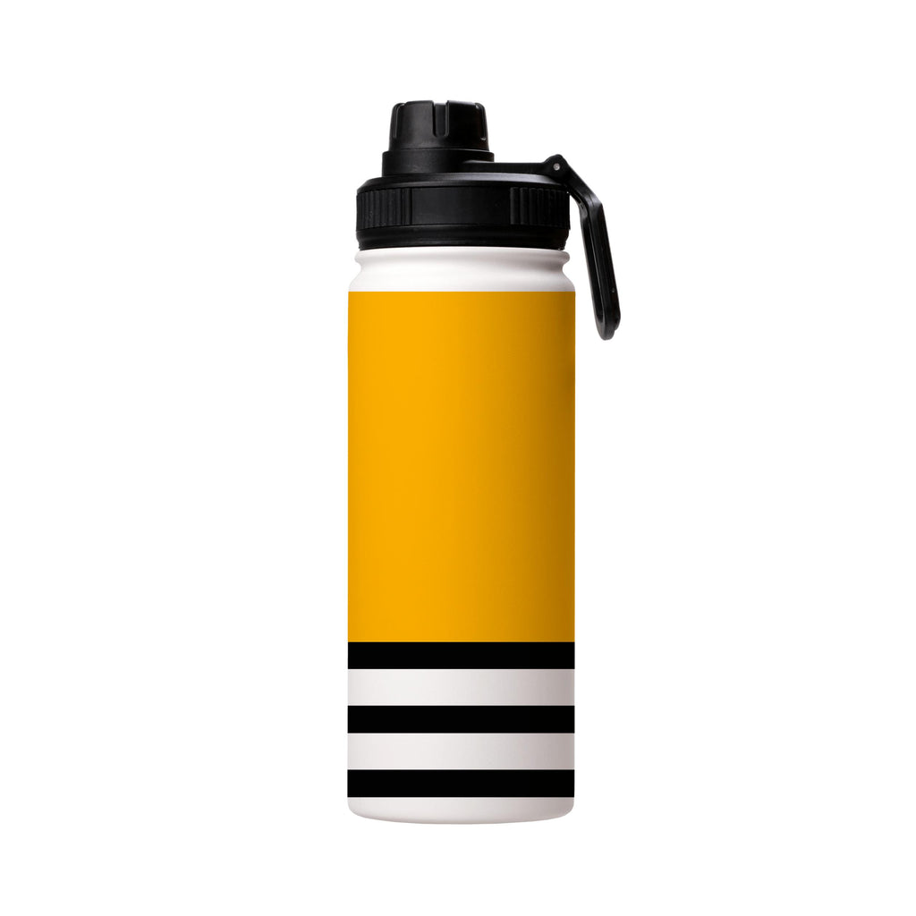 Water Bottles-Honey And Stripes Insulated Stainless Steel Water Bottle-18oz (530ml)-Sport cap-Insulated Steel Water Bottle Our insulated stainless steel bottle comes in 3 sizes- Small 12oz (350ml), Medium 18oz (530ml) and Large 32oz (945ml) . It comes with a leak proof cap Keeps water cool for 24 hours Also keeps things warm for up to 12 hours Choice of 3 lids ( Sport Cap, Handle Cap, Flip Cap ) for easy carrying Dishwasher Friendly Lightweight, durable and easy to carry Reusable, so it's safe f