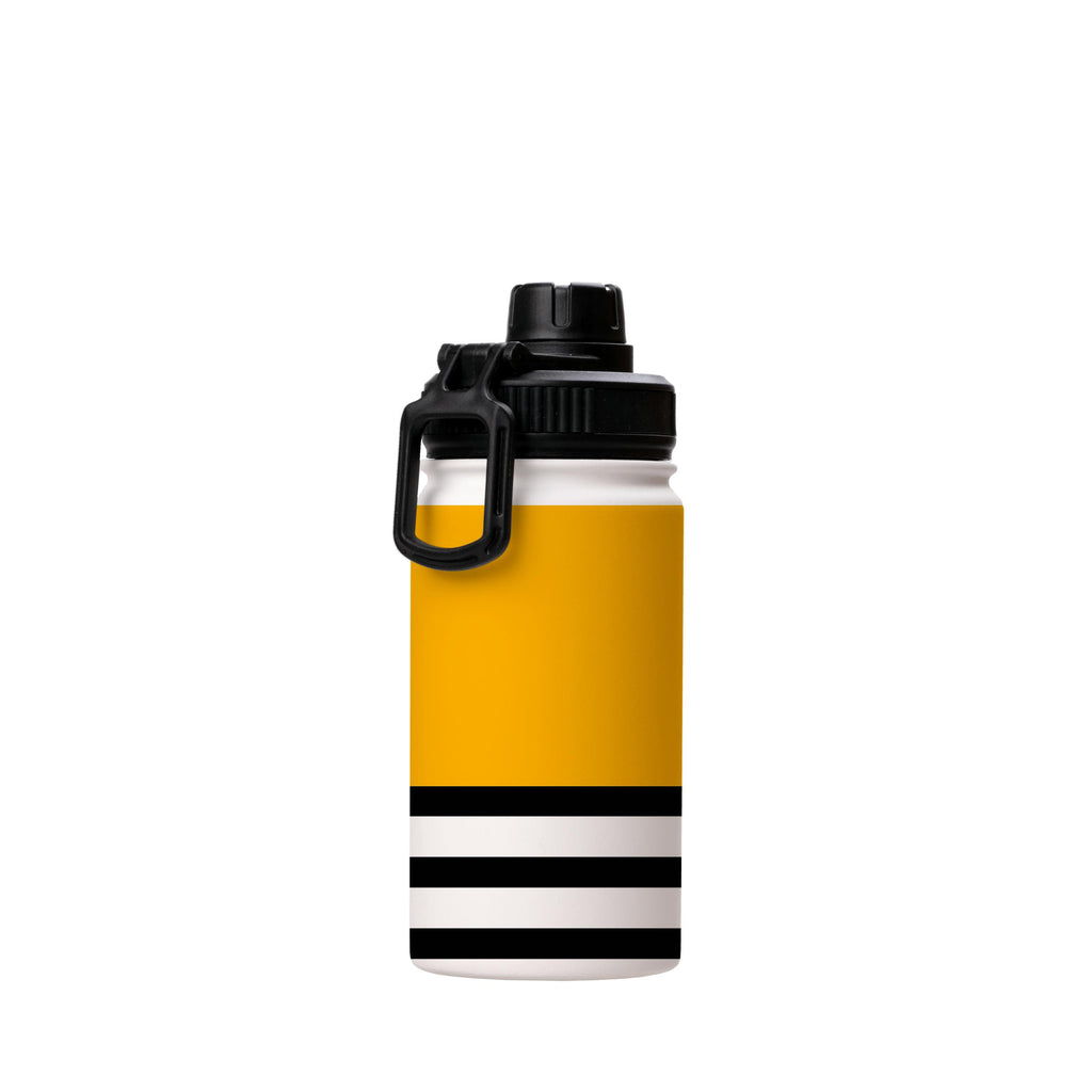 Water Bottles-Honey And Stripes Insulated Stainless Steel Water Bottle-12oz (350ml)-Sport cap-Insulated Steel Water Bottle Our insulated stainless steel bottle comes in 3 sizes- Small 12oz (350ml), Medium 18oz (530ml) and Large 32oz (945ml) . It comes with a leak proof cap Keeps water cool for 24 hours Also keeps things warm for up to 12 hours Choice of 3 lids ( Sport Cap, Handle Cap, Flip Cap ) for easy carrying Dishwasher Friendly Lightweight, durable and easy to carry Reusable, so it's safe f