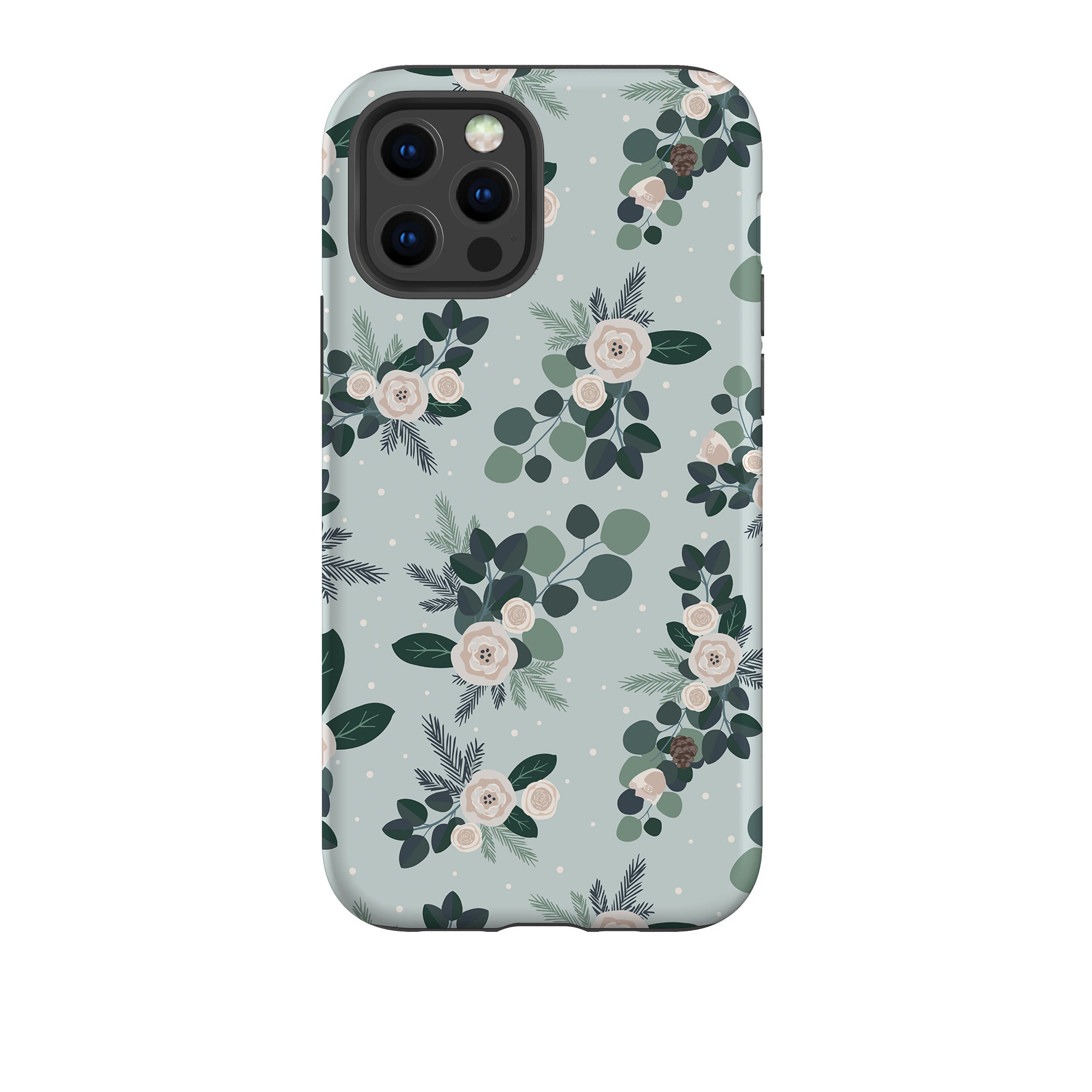 iPhone phone case-Blooms Of Xmas-Product Details Raised bevel to protect screen from scratches. Impact resistant polycarbonate shell and shock absorbing inner TPU liner. Secure fit with design wrapping around side of the case and full access to ports. Compatible with Qi-standard wireless charging. Thickness 1/8 inch (3mm), weight 30g. Compatibility See drop down menu for options, please select the right case as we print to order.-Stringberry