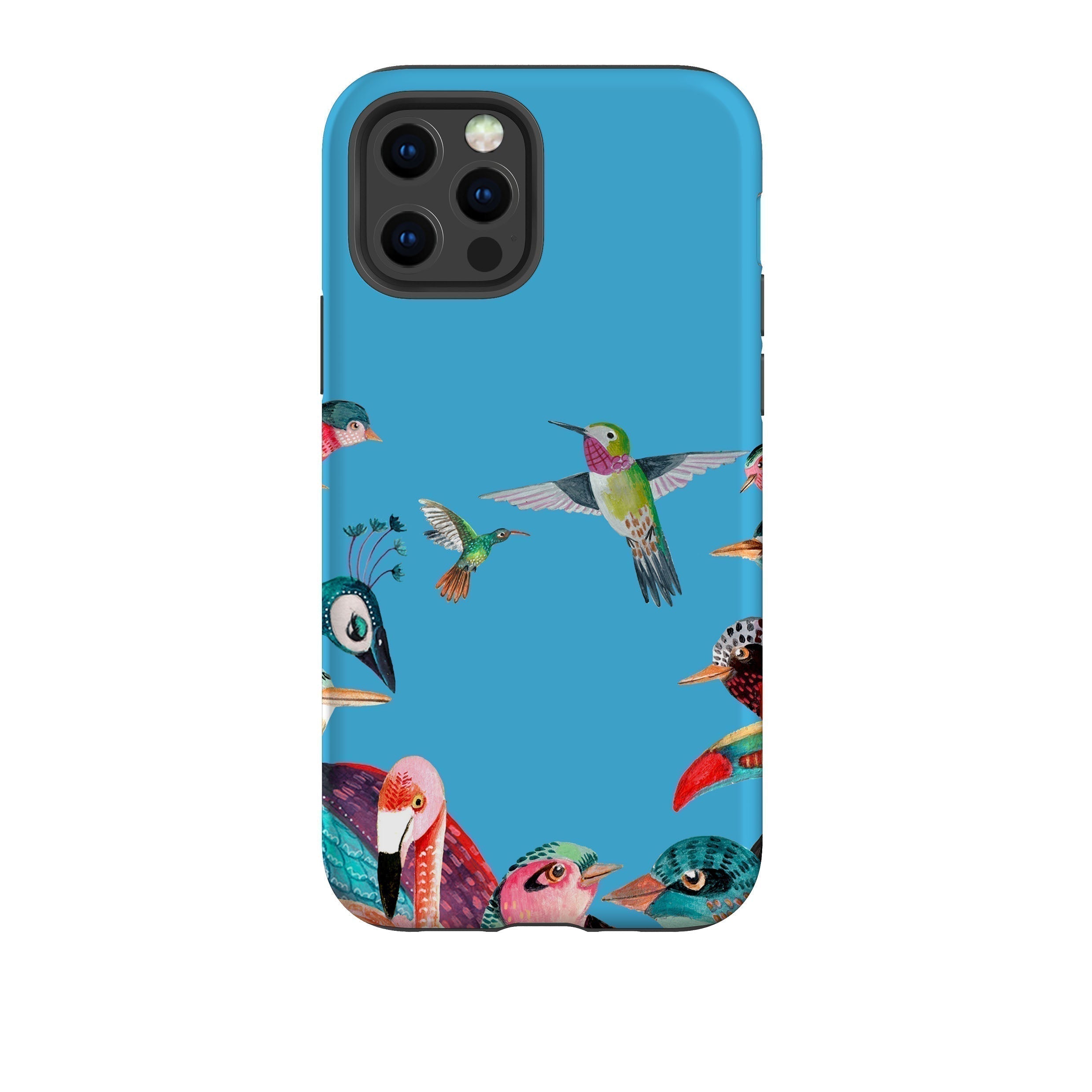 iPhone phone case-Blue Birds By Caroline Bonne Muller-Product Details Raised bevel to protect screen from scratches. Impact resistant polycarbonate shell and shock absorbing inner TPU liner. Secure fit with design wrapping around side of the case and full access to ports. Compatible with Qi-standard wireless charging. Thickness 1/8 inch (3mm), weight 30g. Compatibility See drop down menu for options, please select the right case as we print to order.-Stringberry