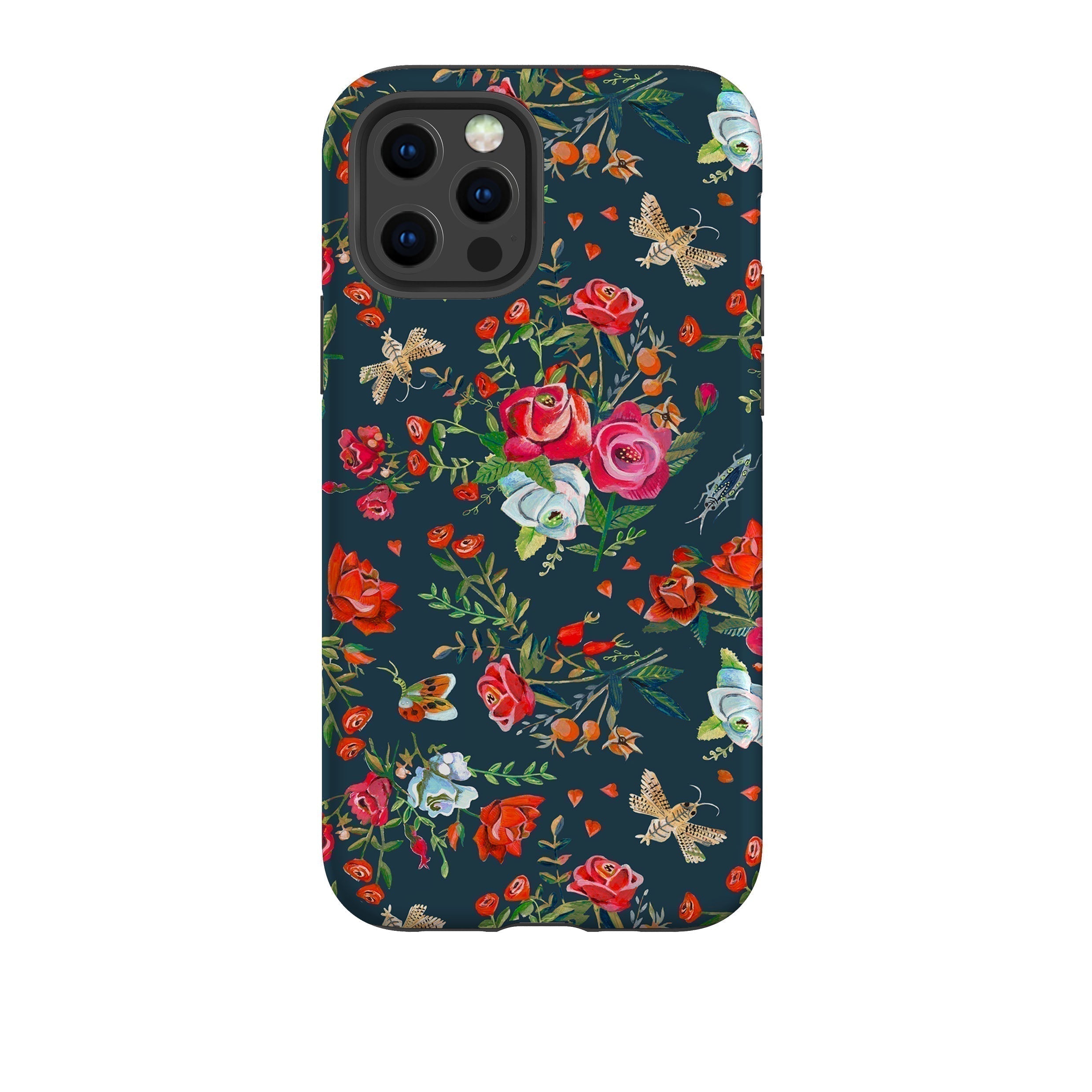 iPhone phone case-Blue Roses By Caroline Bonne Muller-Product Details Raised bevel to protect screen from scratches. Impact resistant polycarbonate shell and shock absorbing inner TPU liner. Secure fit with design wrapping around side of the case and full access to ports. Compatible with Qi-standard wireless charging. Thickness 1/8 inch (3mm), weight 30g. Compatibility See drop down menu for options, please select the right case as we print to order.-Stringberry