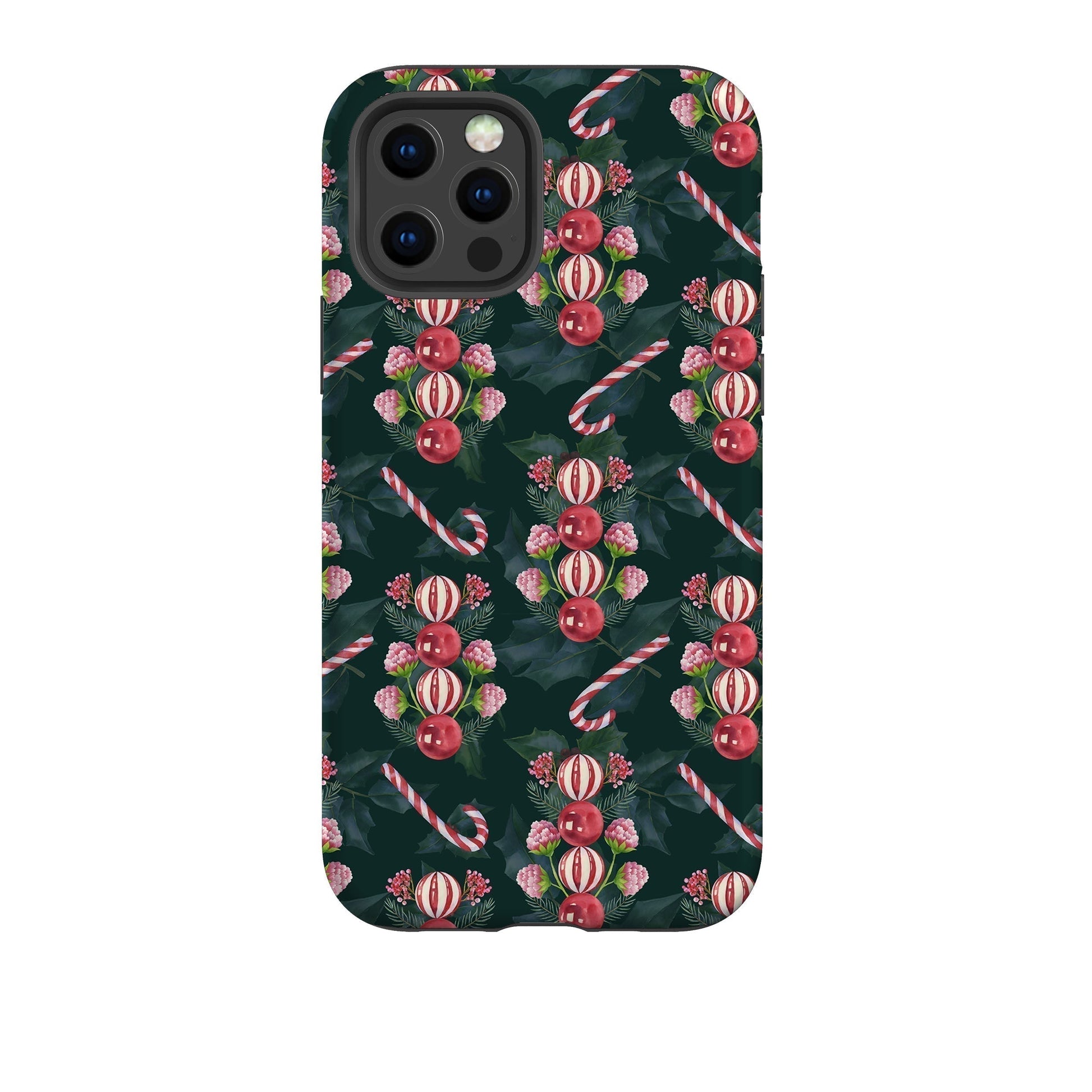 iPhone phone case-Candy Canes-Product Details Raised bevel to protect screen from scratches. Impact resistant polycarbonate shell and shock absorbing inner TPU liner. Secure fit with design wrapping around side of the case and full access to ports. Compatible with Qi-standard wireless charging. Thickness 1/8 inch (3mm), weight 30g. Compatibility See drop down menu for options, please select the right case as we print to order.-Stringberry
