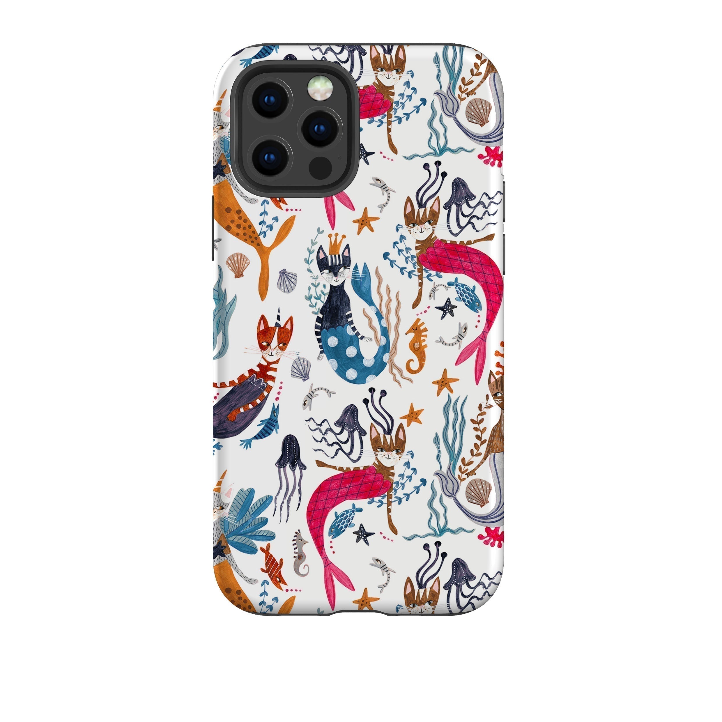 iPhone phone case-Cat-Fish By Caroline Bonne Muller-Product Details Raised bevel to protect screen from scratches. Impact resistant polycarbonate shell and shock absorbing inner TPU liner. Secure fit with design wrapping around side of the case and full access to ports. Compatible with Qi-standard wireless charging. Thickness 1/8 inch (3mm), weight 30g. Compatibility See drop down menu for options, please select the right case as we print to order.-Stringberry