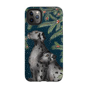 iPhone phone case-Christmas Dalmatians By Catherine Rowe-Product Details Raised bevel to protect screen from scratches. Impact resistant polycarbonate shell and shock absorbing inner TPU liner. Secure fit with design wrapping around side of the case and full access to ports. Compatible with Qi-standard wireless charging. Thickness 1/8 inch (3mm), weight 30g. Compatibility See drop down menu for options, please select the right case as we print to order.-Stringberry