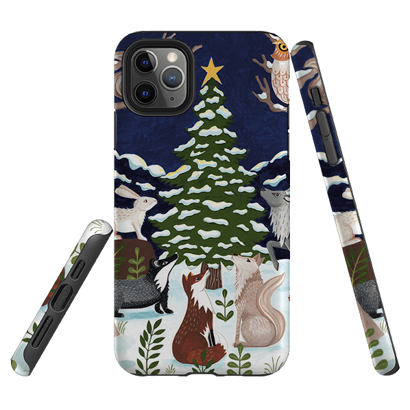 iPhone phone case-Christmas Tree By Bex Parkin-Product Details Raised bevel to protect screen from scratches. Impact resistant polycarbonate shell and shock absorbing inner TPU liner. Secure fit with design wrapping around side of the case and full access to ports. Compatible with Qi-standard wireless charging. Thickness 1/8 inch (3mm), weight 30g. Compatibility See drop down menu for options, please select the right case as we print to order.-Stringberry